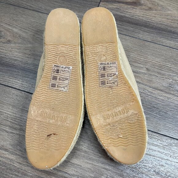 Soludos‎ Palm Tree Embroidered Espadrilles Womens Size 7 Round Toe Beige Linen - Picture 5 of 9